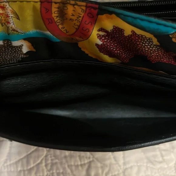 Vintage Nicole Miller Quilted Multi Jewel Tone Satin Absolut Chain Crossbody Bag